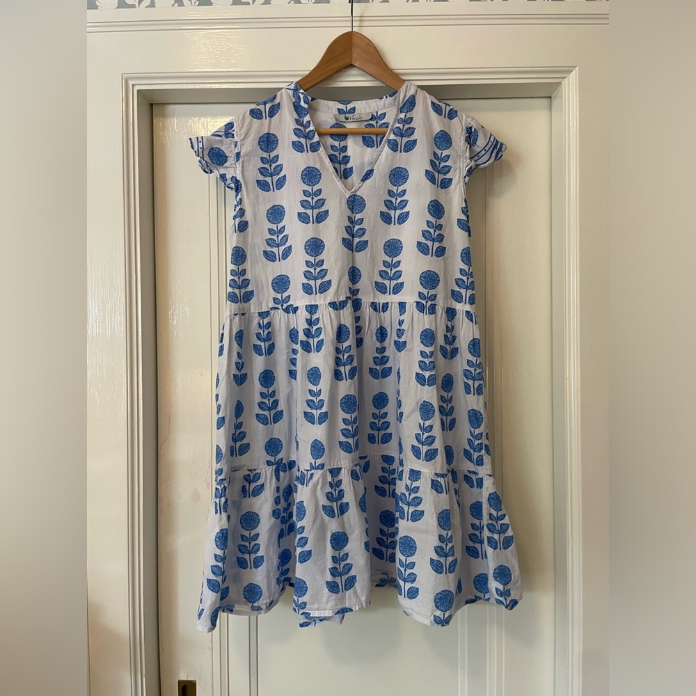 Bindu blue floral mini dress
